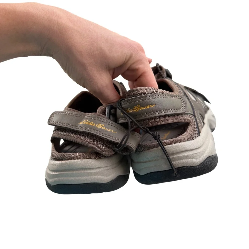 Eddie Bauer Laketrail Hiking Sandals Mens 8 Brown Closed Toe Bungee Trail Shoes